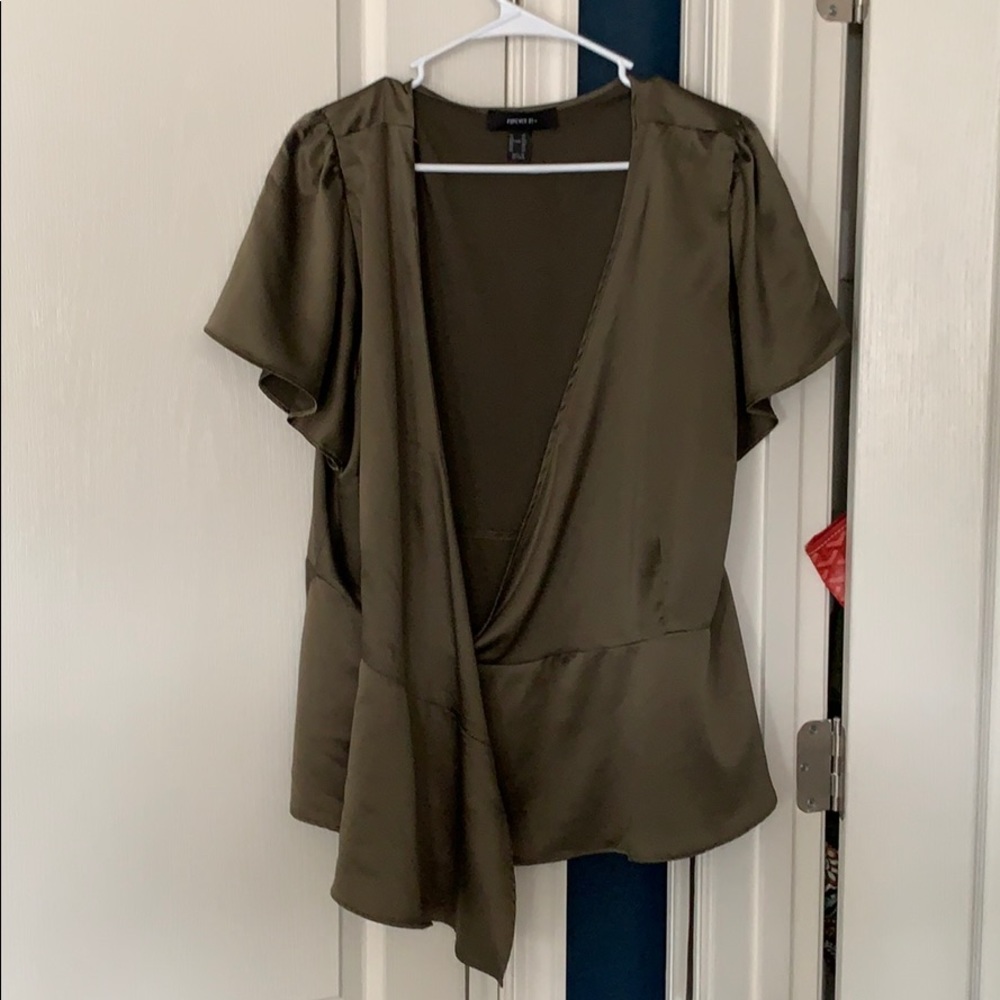 V  neck silk wrap top